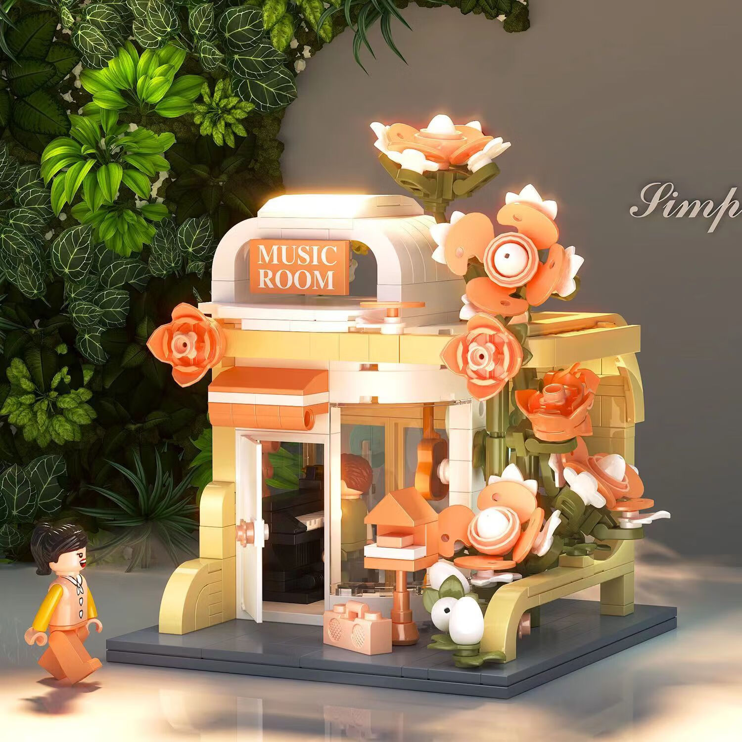 哲高鲜花店舞蹈室遇见系列街景积木玩具桌面摆件送女生礼物 遇见鲜花店【476颗粒】