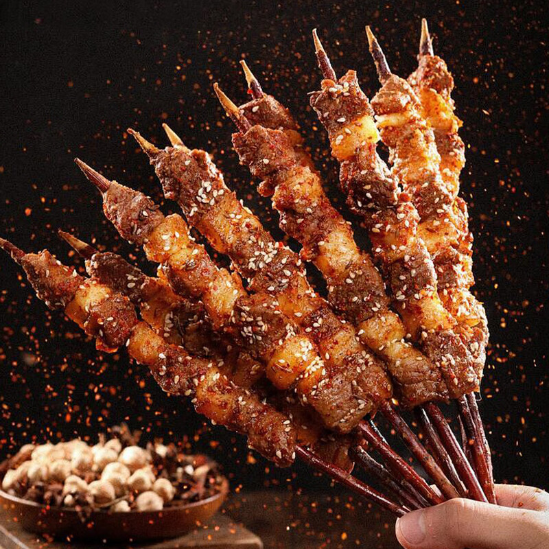 美享时刻内蒙古牛羊肉串国产原切鲜冻牛羊肉烤肉烧烤食材1000g 牛肉串25串+羊肉串25串