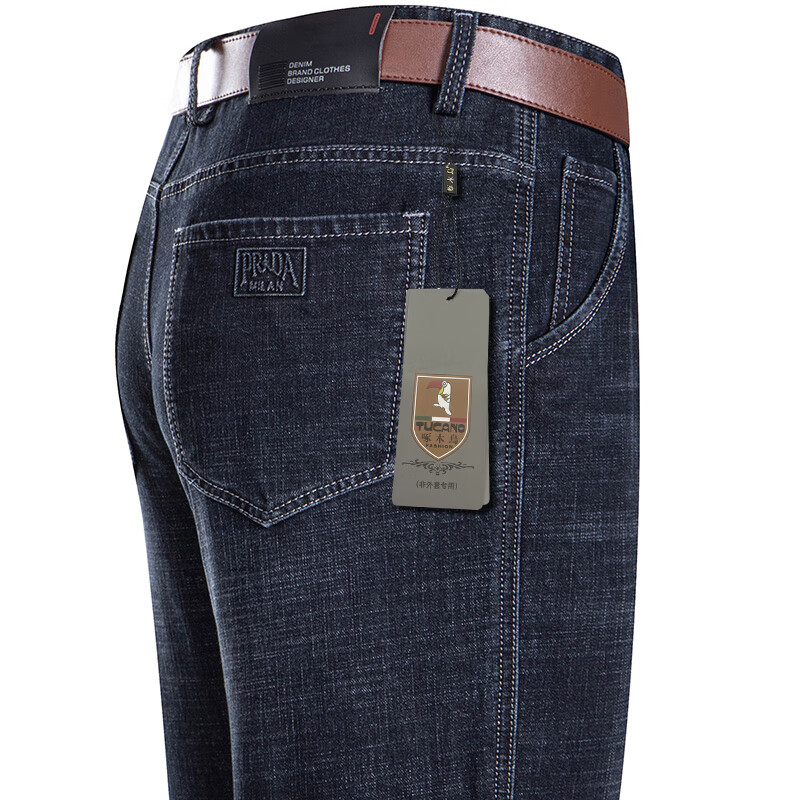 啄木鸟（TUCANO）【秋冬厚款】牛仔裤男宽松直筒长裤新款中青年棉弹水洗牛仔男裤子 SD2211中兰 31 (2尺4腰围)