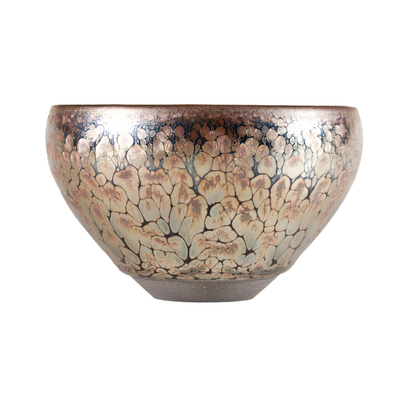 木叶盏老赵家珠宝建阳名家周世义建盏纯手工铁胎七星耀变兔毫木叶盏