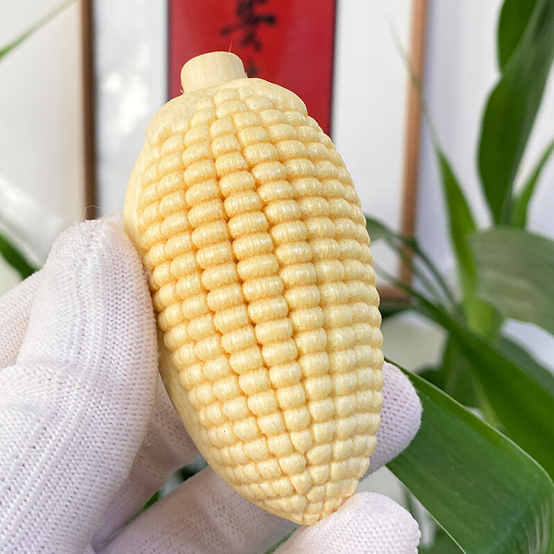 珂万福文玩玉米龙血金丝竹手把件雕刻竹雕天然实心配饰挂件摆件金玉