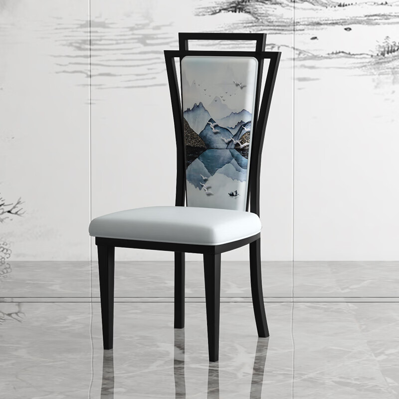 居澜格新中式软包实木餐椅家用椅酒店中餐厅椅新中式餐椅酒店宴会座椅