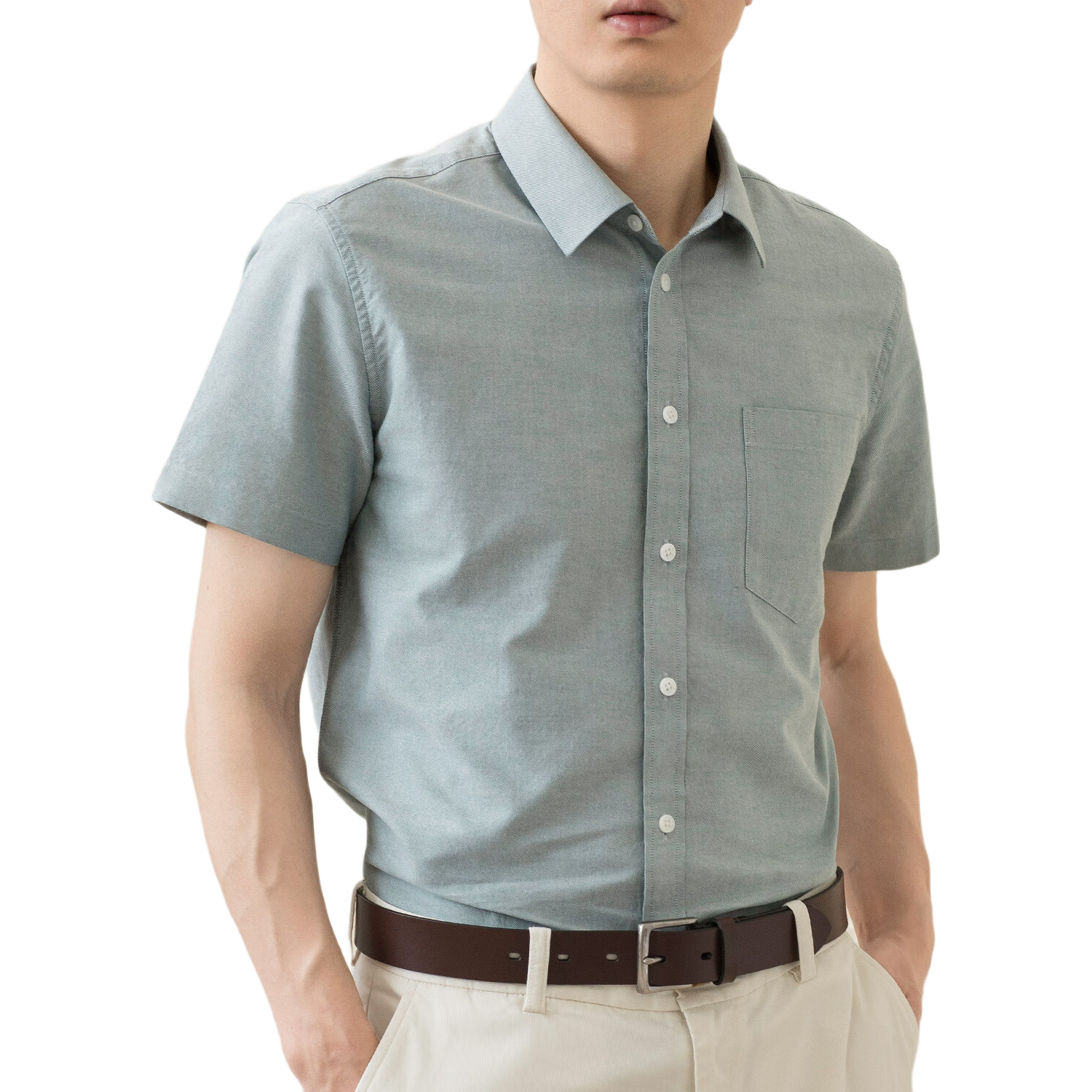 BLACKMONDAY夏季純棉牛津紡襯衫男短袖全棉男士免燙時尚百搭商務休閑正裝襯衣