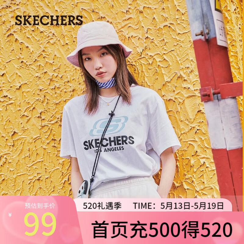 斯凯奇（Skechers）夏季t恤男女同款经典大LOGO潮流