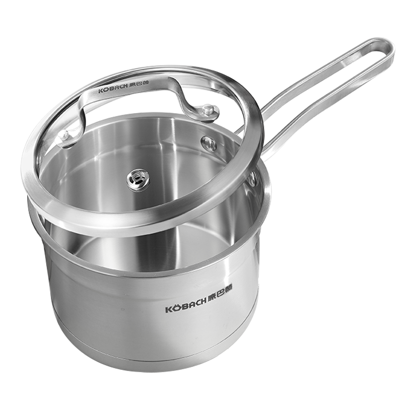 康巴赫奶锅304不锈钢宝宝辅食锅复底无涂层小汤锅煮奶煮面锅16cm