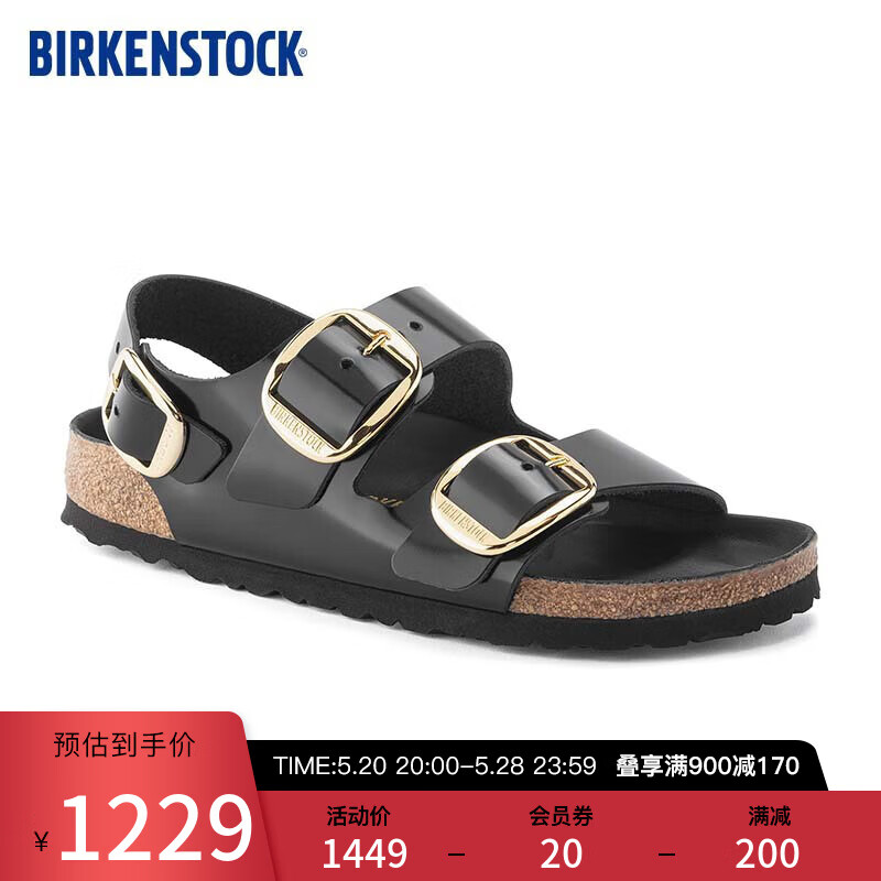BIRKENSTOCK勃肯软木拖鞋女款系踝大巴扣凉鞋Milano Big Buckle系列 黑色窄版1024211 37