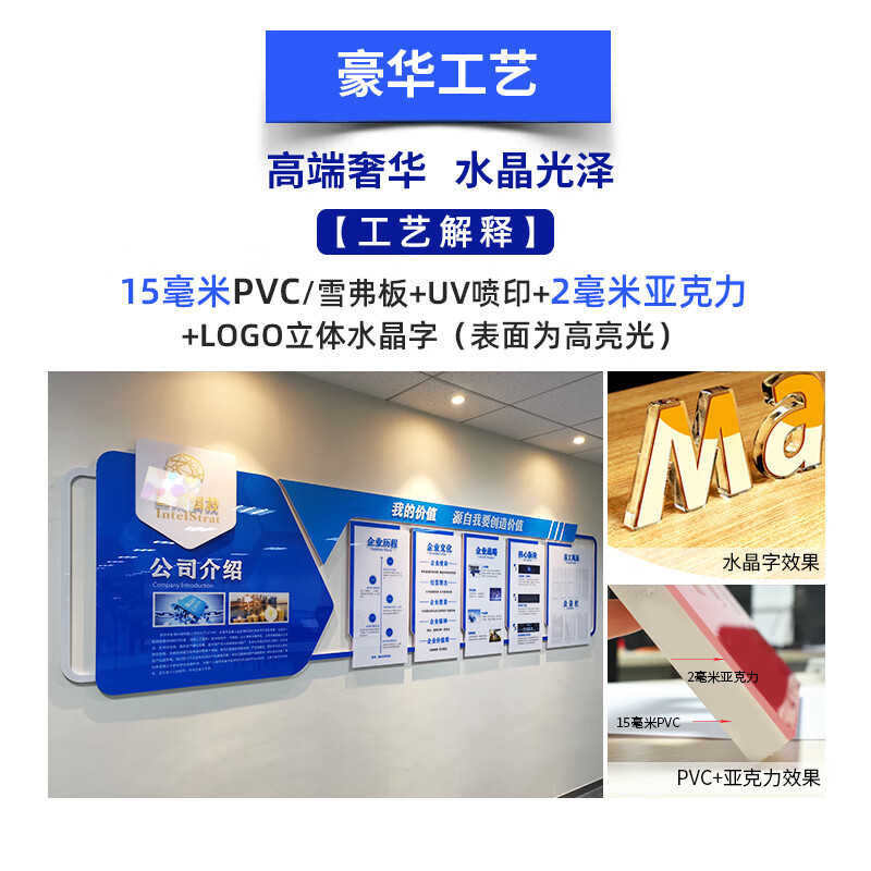 立体亚克力企业文化墙公司愿景发展历程团队风采展示墙贴设计定制