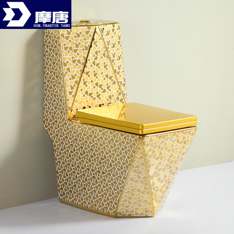 摩唐欧式轻奢新款钻石方形电镀彩色土豪金家用卫生间马桶创意现代坐便