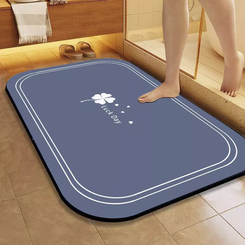 【精选】加厚硅藻泥卫生间地垫浴室吸水脚垫厨房厕所耐脏防滑垫入 加厚四叶草-椿树棕 60x90加厚款