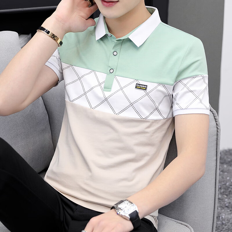 迈宾伦男装短袖t恤有领子保罗polo衫男士休闲翻领夏装95棉反领体桖土