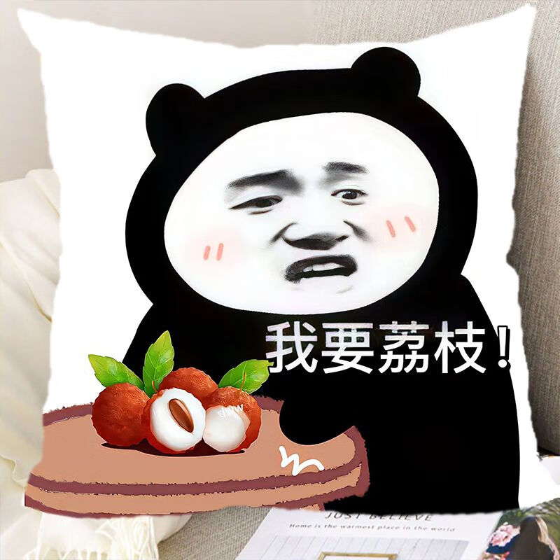 米囹卡通沙雕抱枕搞怪熊猫头像表情包靠垫定制枕头创意朋友学生日礼物 27 50x50厘米（送礼首选-双面含芯）