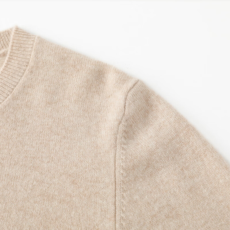 恒源祥基础款圆领纯羊毛衫女打底山毛衣纯色时尚内搭简约套头女士针织衫 米驼 L ( 170/92A)