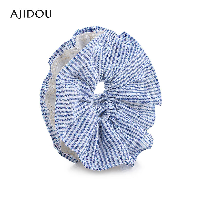 AJIDOU阿吉豆发圈生日新年礼物女 日常百搭蓝白条纹大肠发圈送女友 闺蜜 条纹 1个