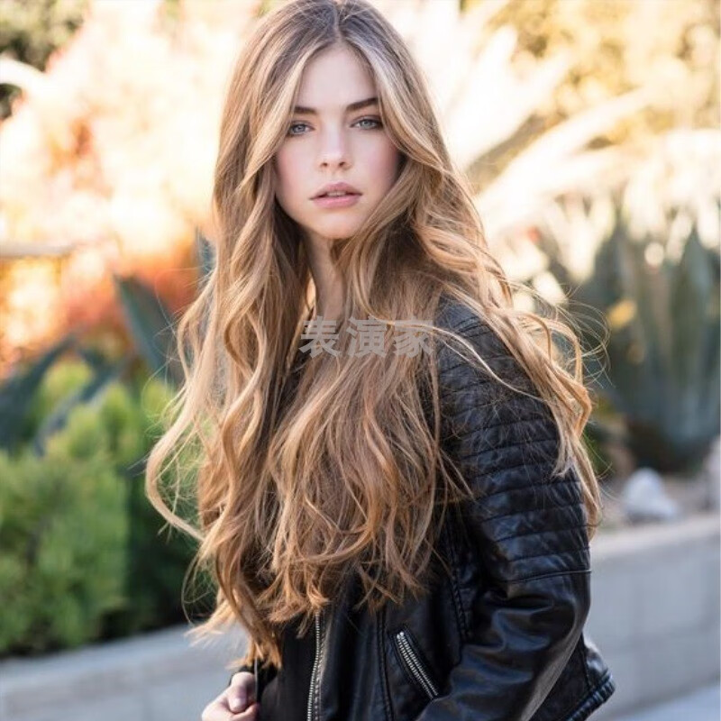 表演家新款出口欧美渐变假发女士长卷发跨境电商炫金大波浪时尚流行