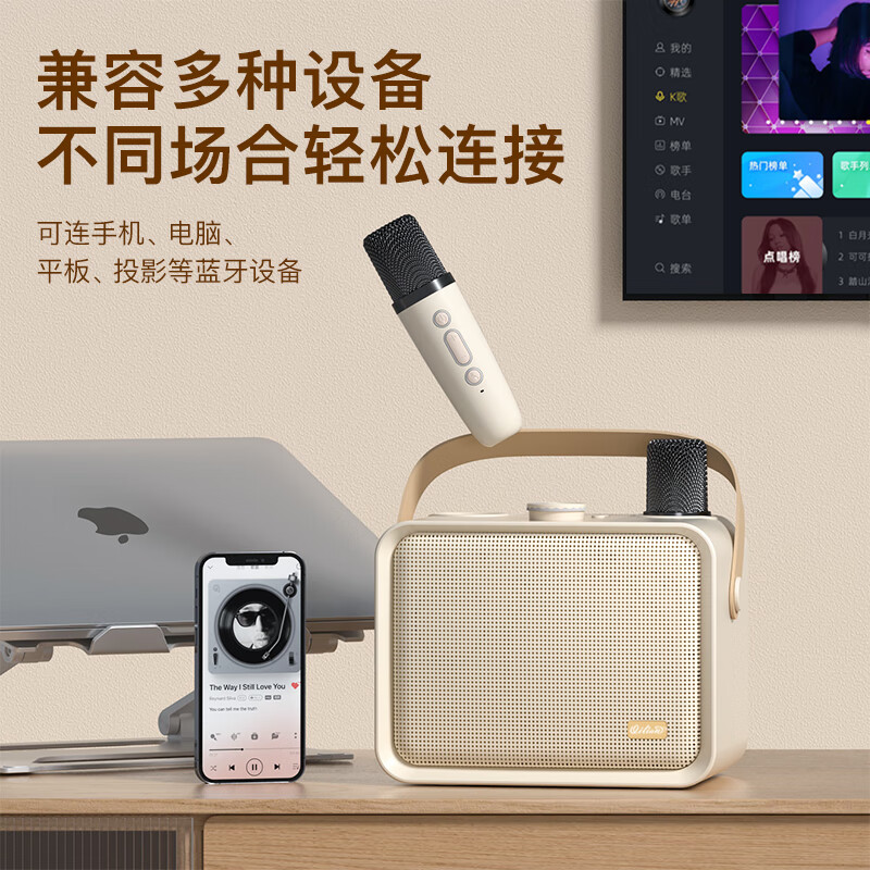奇联蓝牙音响家庭ktv音响套装家用户外K歌卡拉OK一体机电视手机唱歌设备全民K歌点歌话筒麦克风声卡 素心沙韵