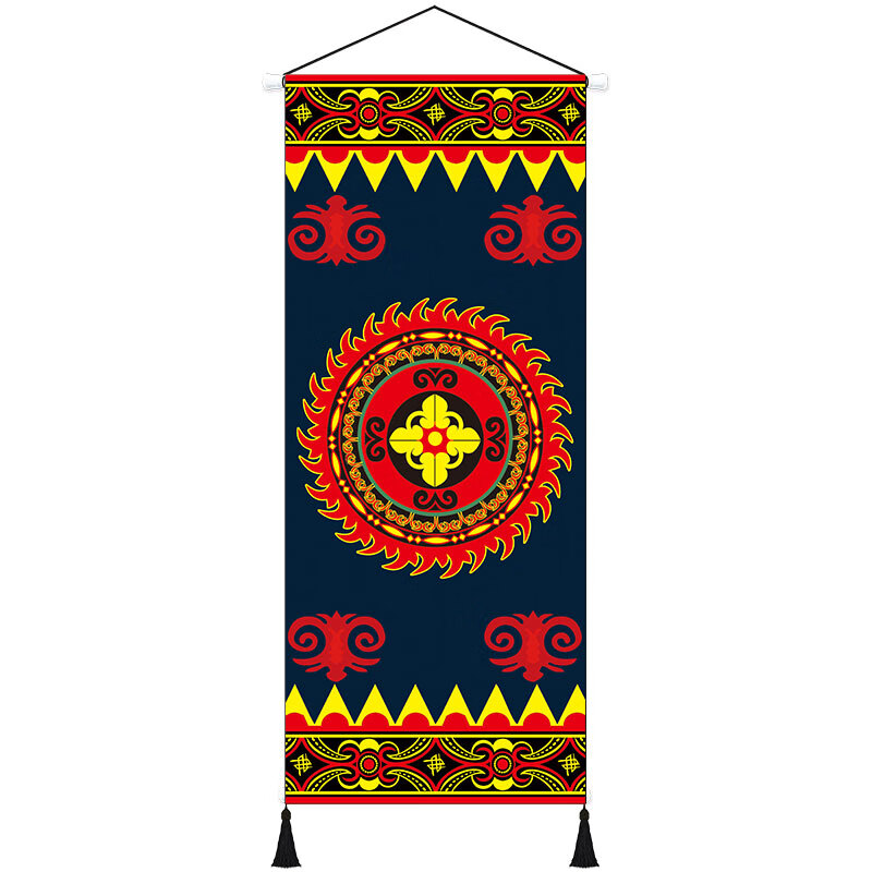 山头林村彝族布艺挂画 少数民族风情彝族民宿客栈布艺装饰画客房床头