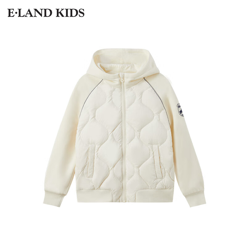 E·LAND KIDS衣恋男女童羽绒服冬季新品拉链连帽90%鸭绒 Ivory象牙白/39 140 cm