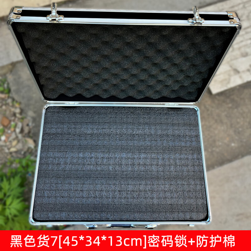 密码箱保险箱手提箱铝合金收纳箱仪器工具箱钥匙密码锁带海棉箱子 黑色货7[45*34*13cm]密码锁+棉 京东折扣/优惠券