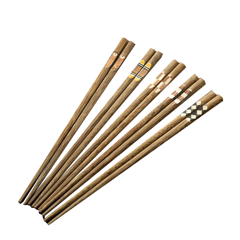 onlycook日式鸡翅木家用筷子 原木筷子无味无涂层筷子 一人一筷 5双装