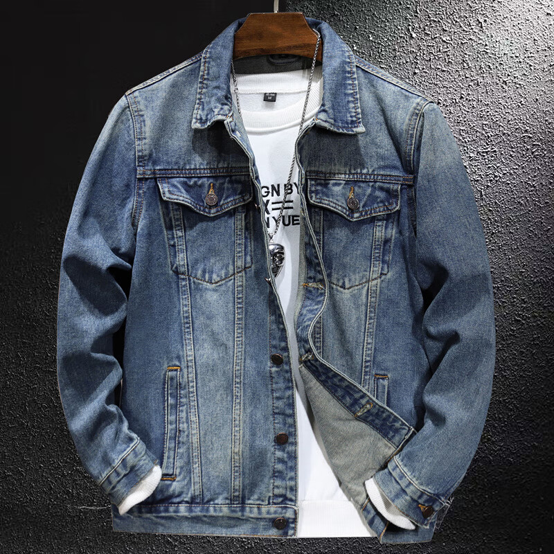 Prato Lee男士牛仔外套男春秋款牛仔夹克男秋季男装潮流秋装男休闲上衣男款 黑色 XL