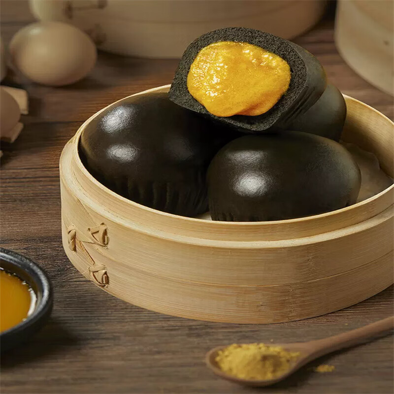 樂(lè)肴居黑金流沙包子 廣東茶樓早茶點(diǎn)心面點(diǎn)網(wǎng)紅流心爆漿包子早餐速食品 3袋裝 300g/袋