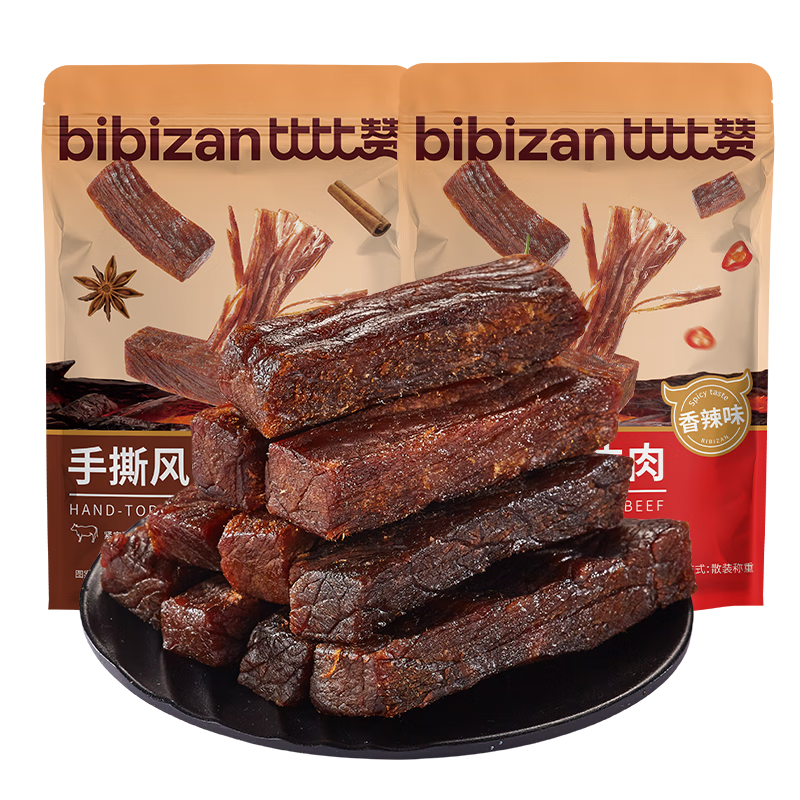 比比赞（BIBIZAN）手撕风干牛肉干香辣味100g散称休闲零食肉干肉脯内蒙特产解馋小吃