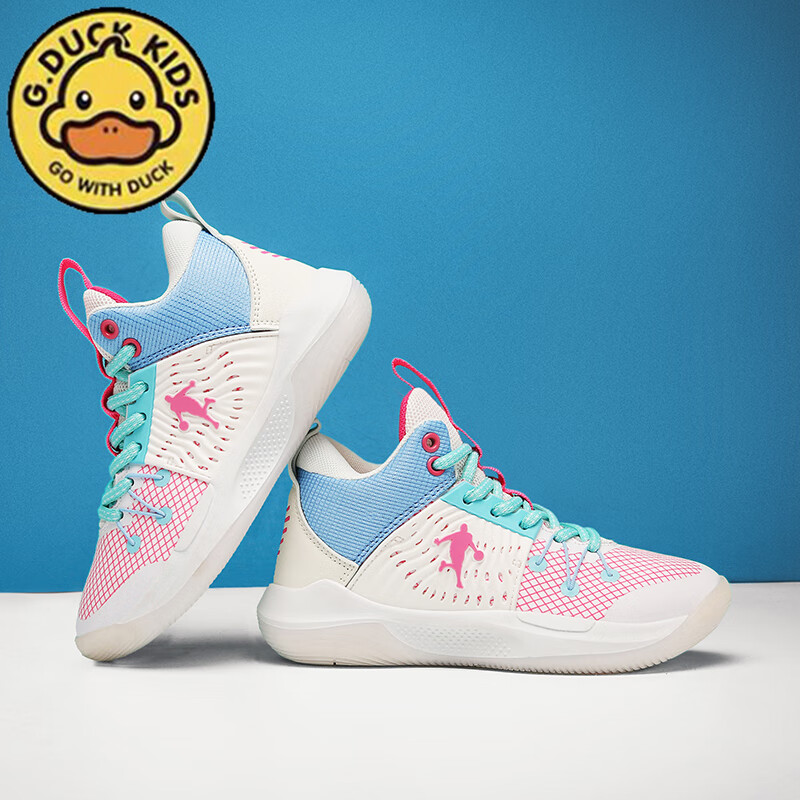 duckkids小黄鸭女童篮球鞋秋季跑步鞋2023儿童专业训练透气运动鞋女孩
