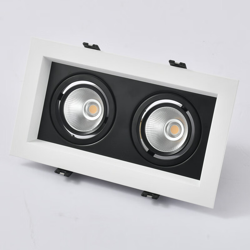 永智方形筒灯 斗胆灯 双头 嵌入式射灯三头豆胆灯格栅灯方形筒 单头5w