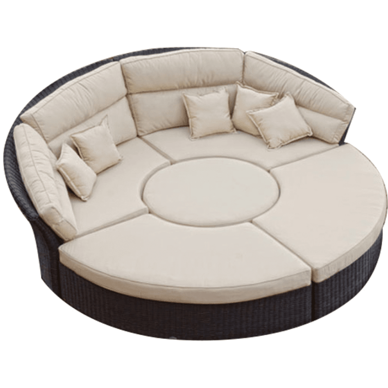 欧芳庭 户外沙发躺床圆床 圆形沙发藤沙发 阳台室外休闲藤编沙发组合  酒店花园别墅沙发藤家具 直径1.6米圆床【配坐垫抱枕】