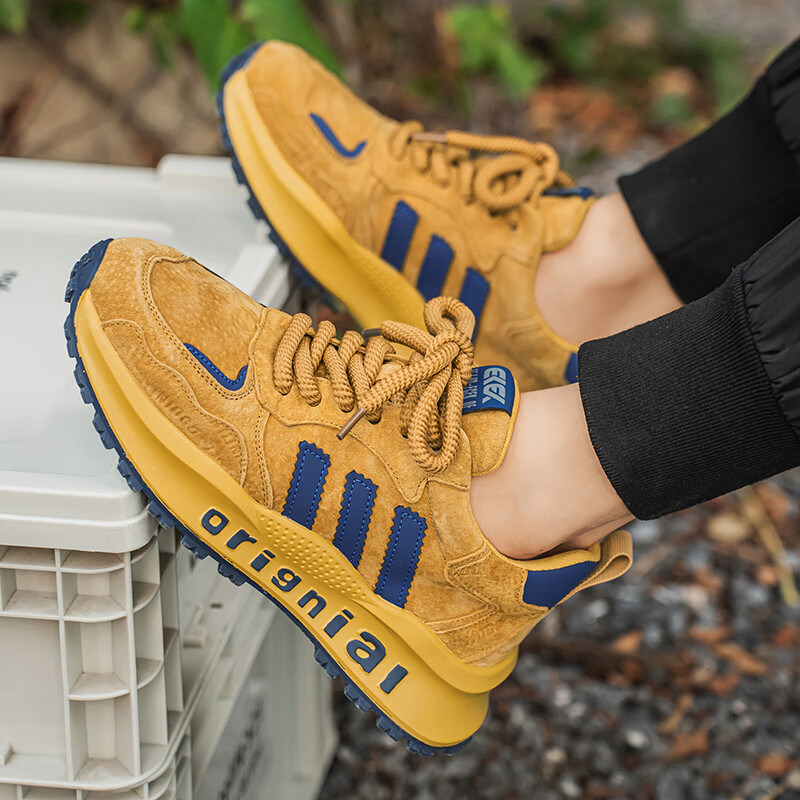 罗宾赐轻奢男鞋夏季新款老爹鞋男休闲鞋厚底增高鞋子男2026软底运动鞋 驼色 【高端男鞋】 39