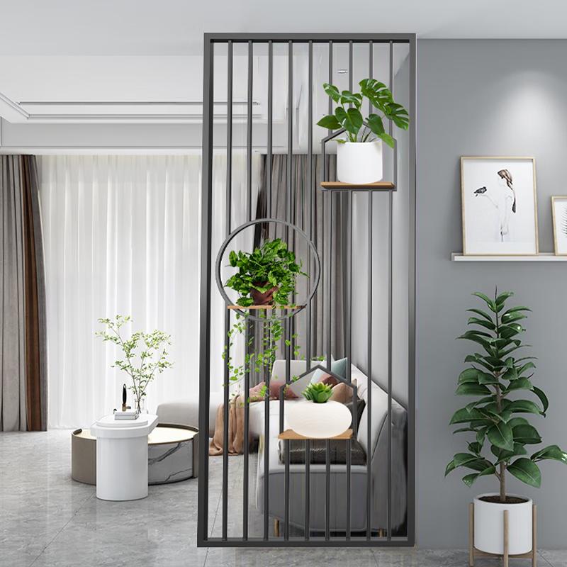 北欧铁艺屏风隔断入户玄关客厅简约现代轻奢设计金属缕空装饰定制 可