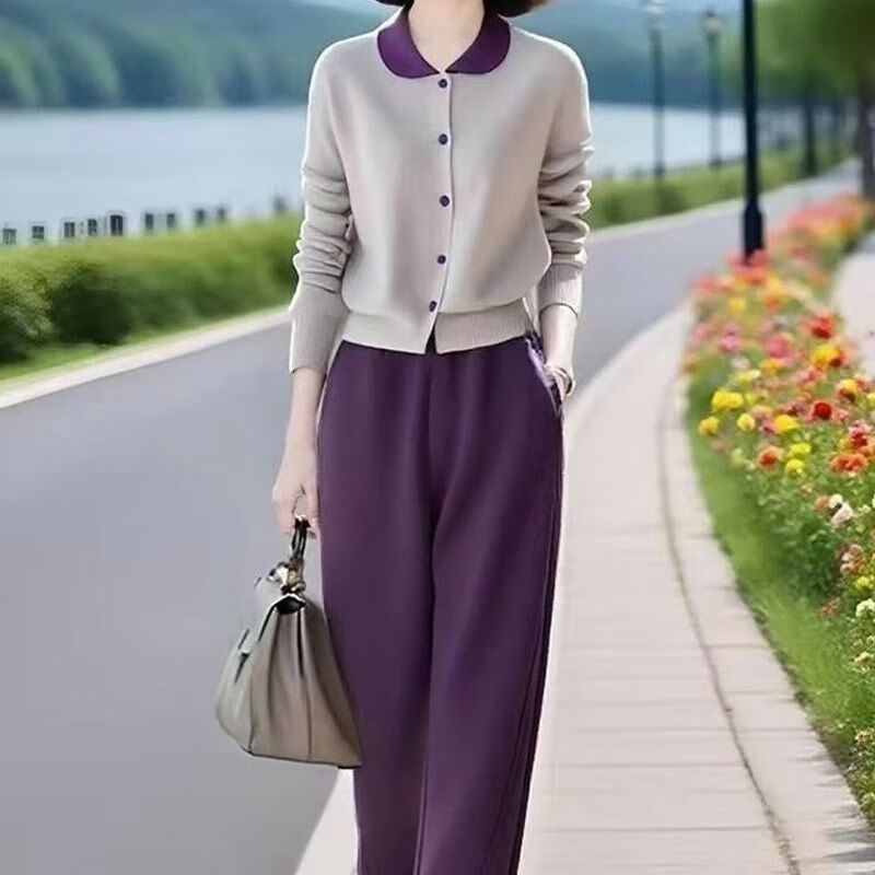夏典素订女王(SE.PSTP)女装套装2025秋季新款设计感女装翻领纯.棉卫衣套装气质裤子套装 主图款(两件套) S 80-95斤