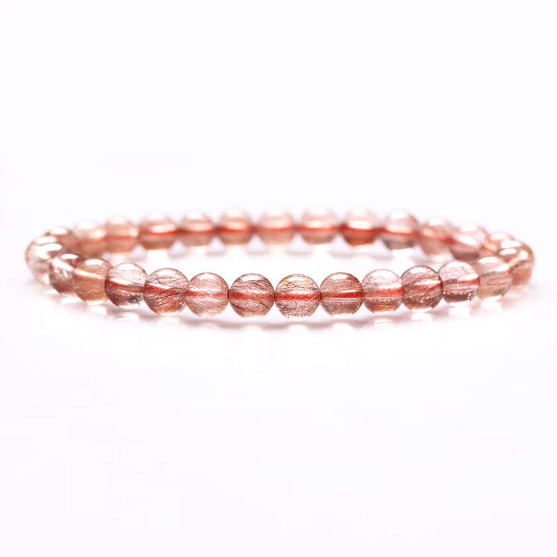 艷燦天然紅發(fā)晶手鏈女銅發(fā)晶順發(fā)鈦晶手串男巴西滿發(fā)紅水晶手鏈福運(yùn) 6mm優(yōu)享級紅發(fā)晶附證書