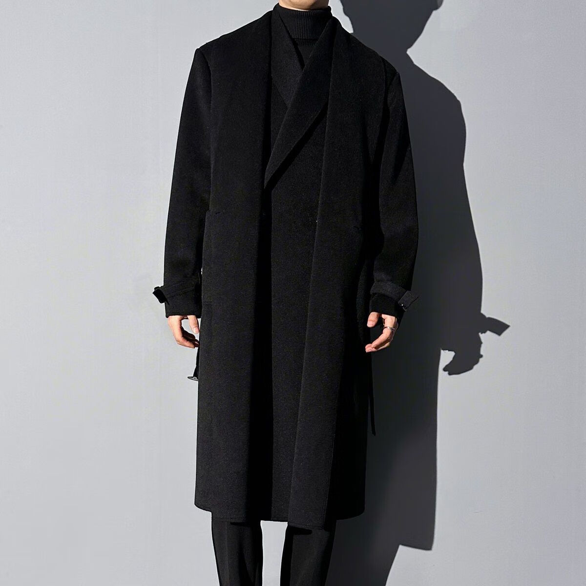 圣曼芬英伦风呢大衣男冬季莱德的搭配 双层韩式毛士气质时尚休闲假两