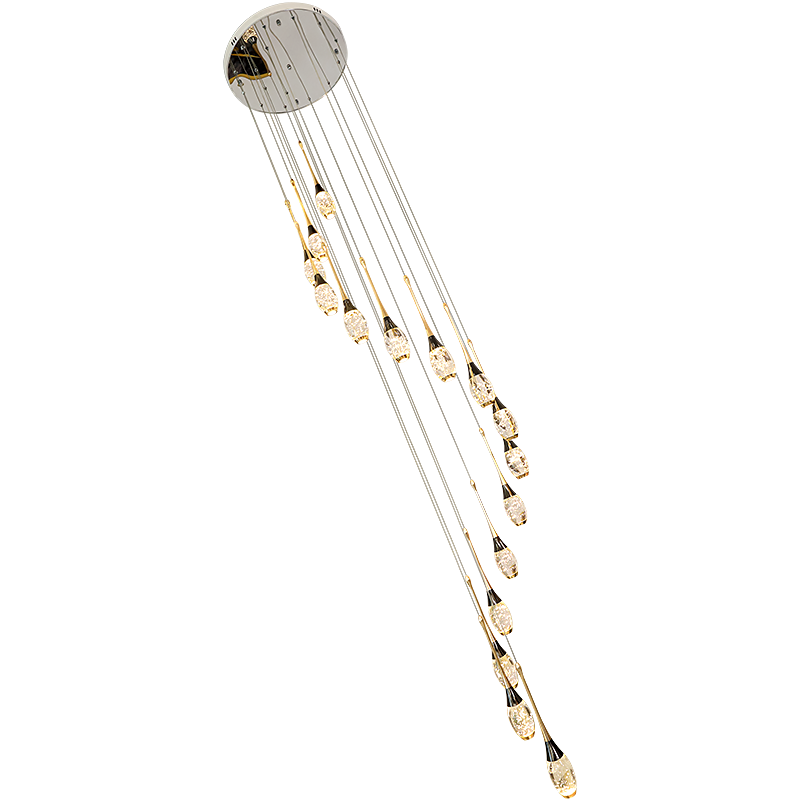 塔林樓梯間水晶吊燈現(xiàn)代簡(jiǎn)約輕奢挑空復(fù)式樓大別墅loft旋轉(zhuǎn)樓梯長(zhǎng)吊燈 直徑30CM-6頭高1.5米 遙控調(diào)光