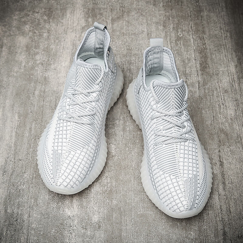 椰子男鞋2024年新款夏季透气网面飞织跑步鞋春季男士轻便老爹 灰色 39