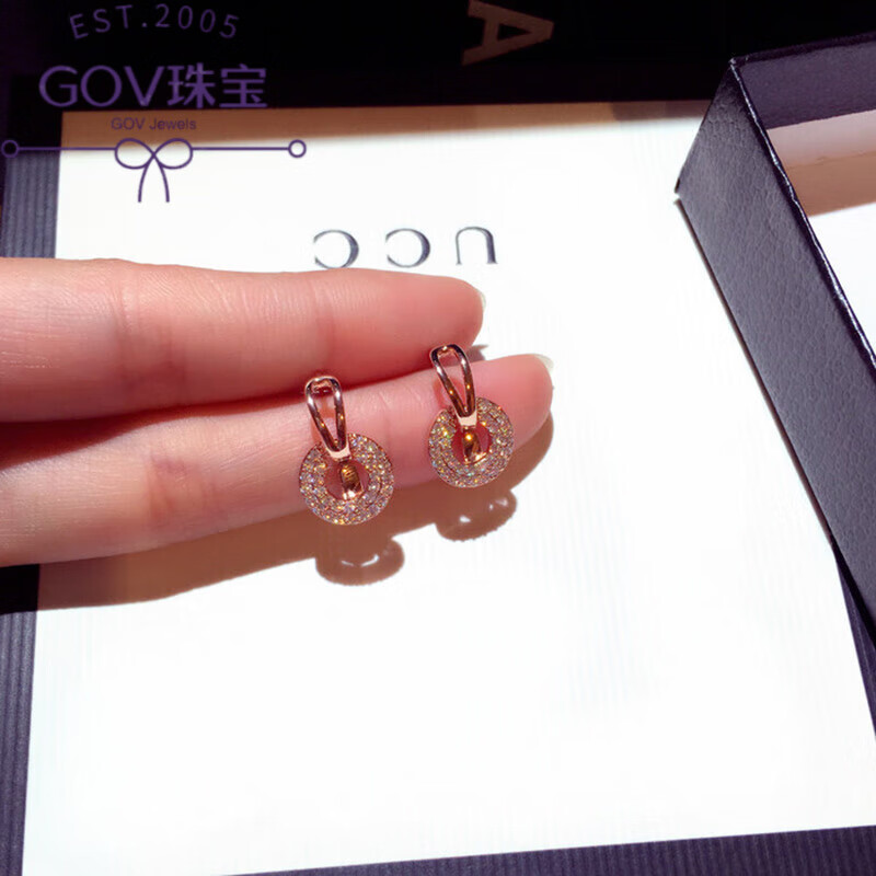 DL胖东来同款耳扣镀18k金耳饰玫瑰金2024年小耳朵戴耳环新款潮 玫瑰金耳扣一对