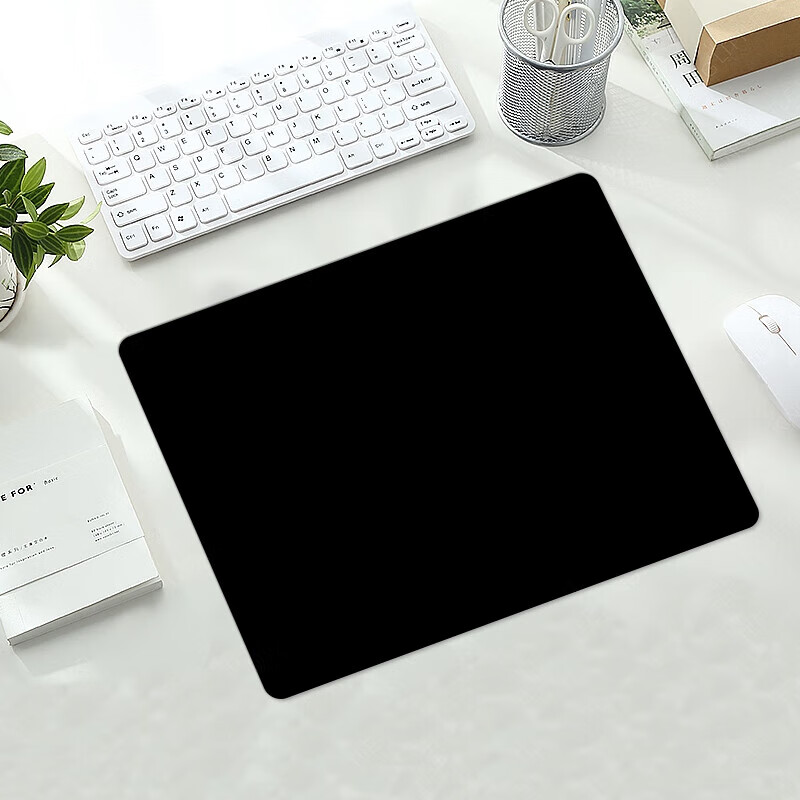 三略（sellergate）鼠标垫大号定制电脑动漫游戏电竞办公键盘定制图案尺寸学生男生加厚笔记本中号长二次元鼠标垫定制 简约纯黑 1.5mm 180x220mm 2mm 210x260mm