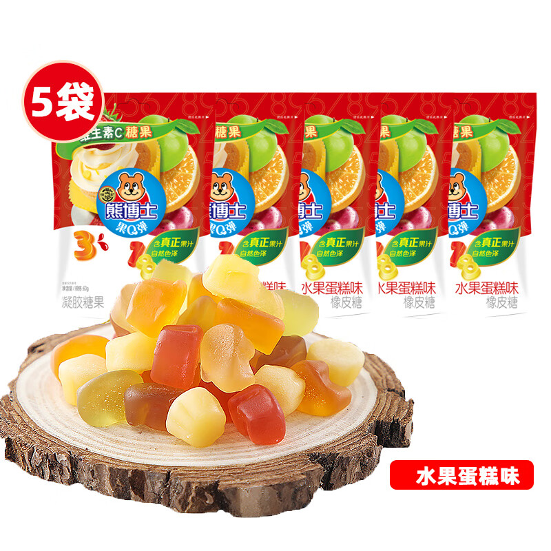 徐福记软糖熊博士橡皮糖儿童糖果汁软糖多口味水果qq糖 水果蛋糕味60g