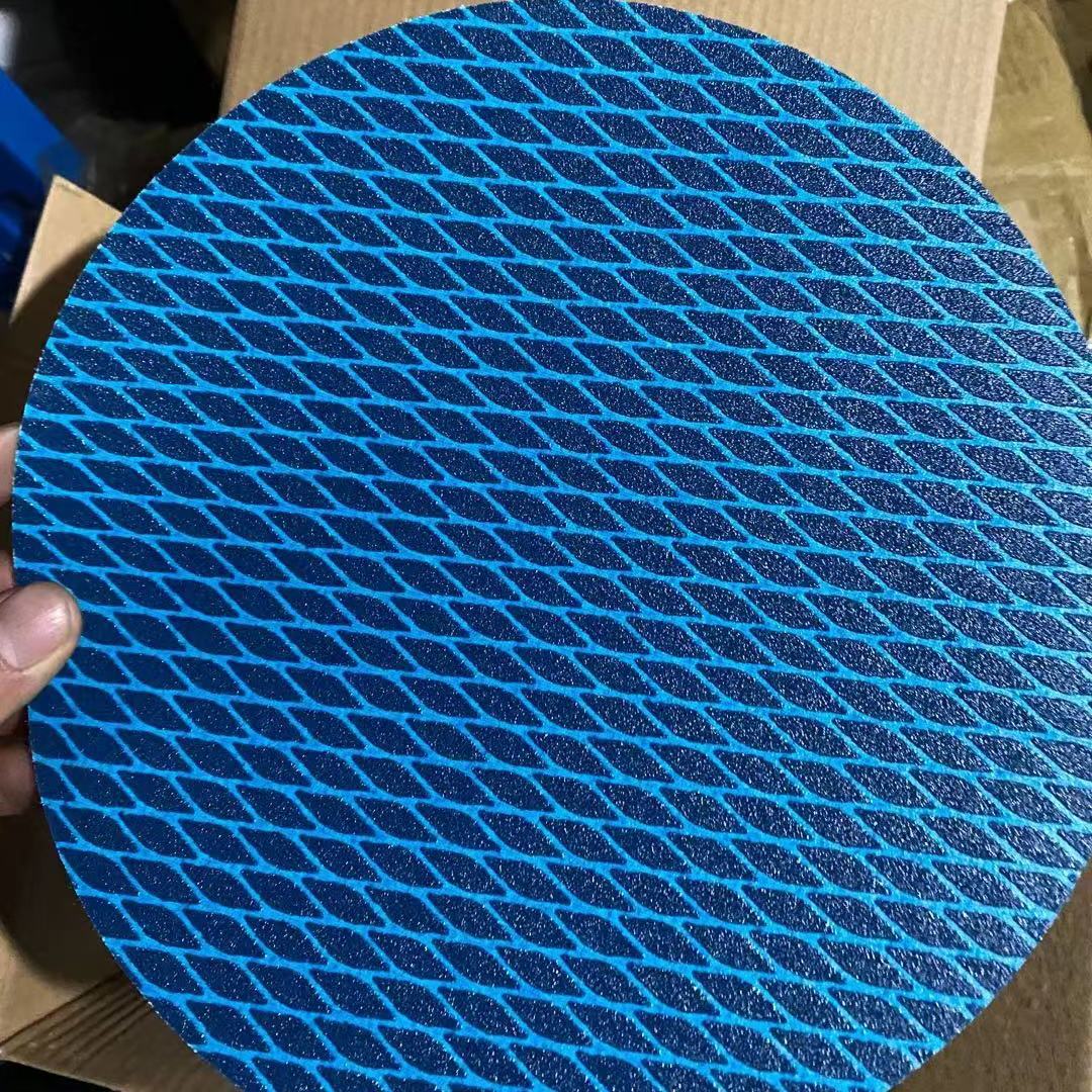 9寸菱形植绒砂纸片5寸蓝色圆盘背绒砂墙面打磨4寸腻子粉砂皮网状 9寸