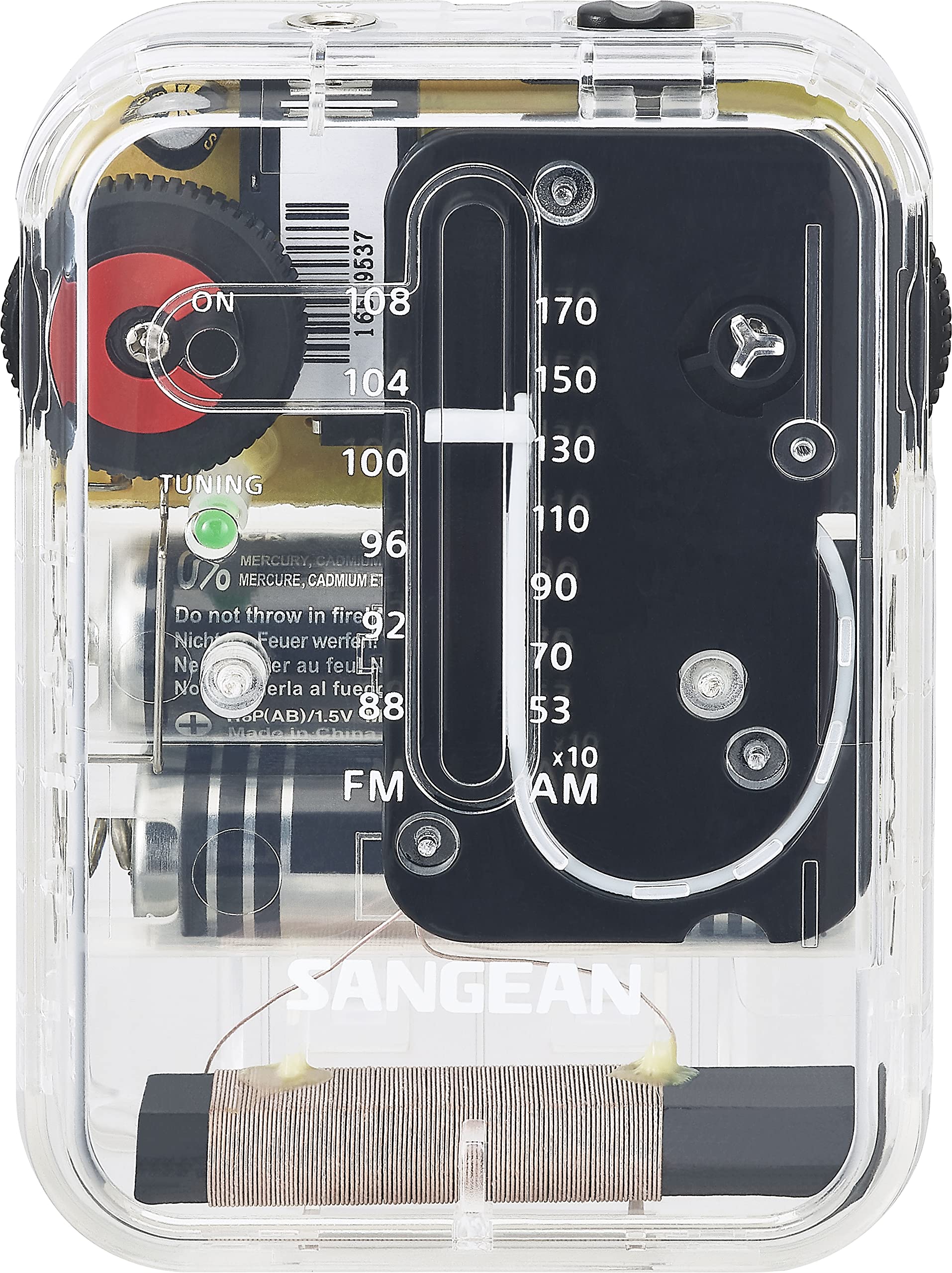 Sangean 山进 SR-32CL AM/FM 袖珍模拟收音机（透明）