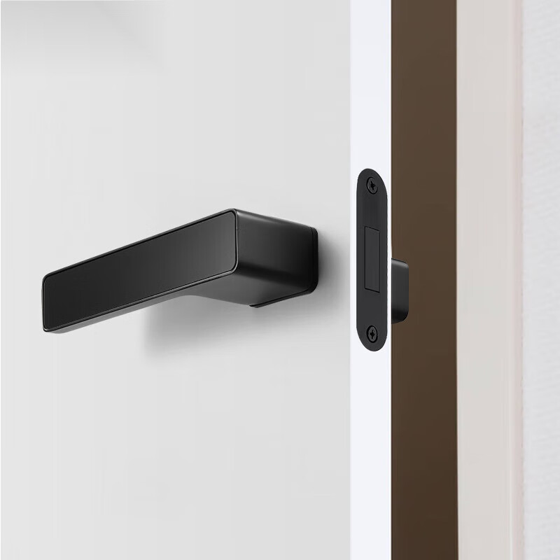 扑哩扑剌灰黑色门锁意式极简生态木门锁磁吸门锁室内卧室房门把手