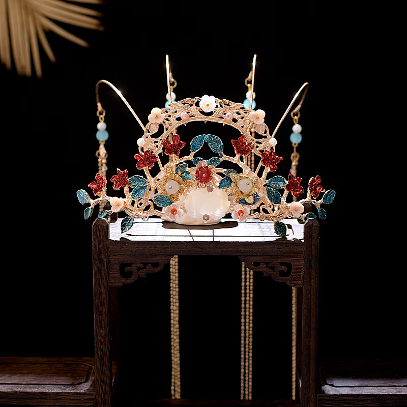 月兰诗 月兰诗(yuelanshi) 发冠汉服头饰婚嫁凤冠古风新娘发饰明制宋