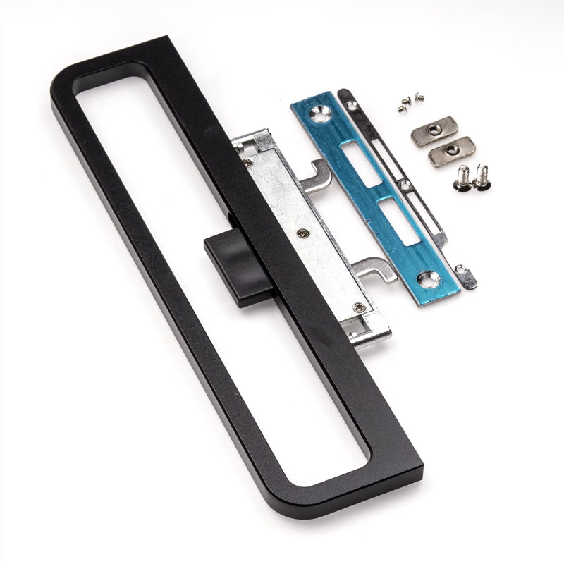 xmsj农极窄18框极简中空玻璃推拉滑动移门超薄双钩锁 黑色(单锁)