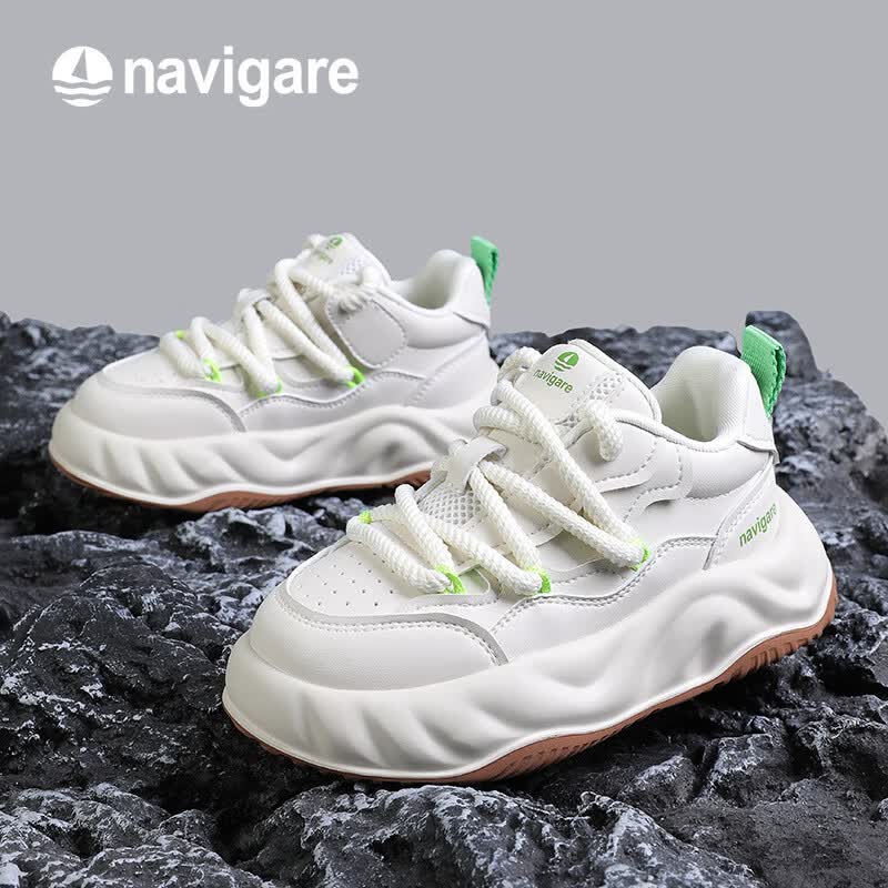 纳维凯尔意大利小帆船春季防滑小白鞋厚底儿童老爹软底运动鞋fcxjb24