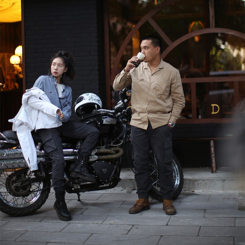 允和美摩托车工装骑行裤男女复古情侣同款加厚四季机车裤加绒防风防摔