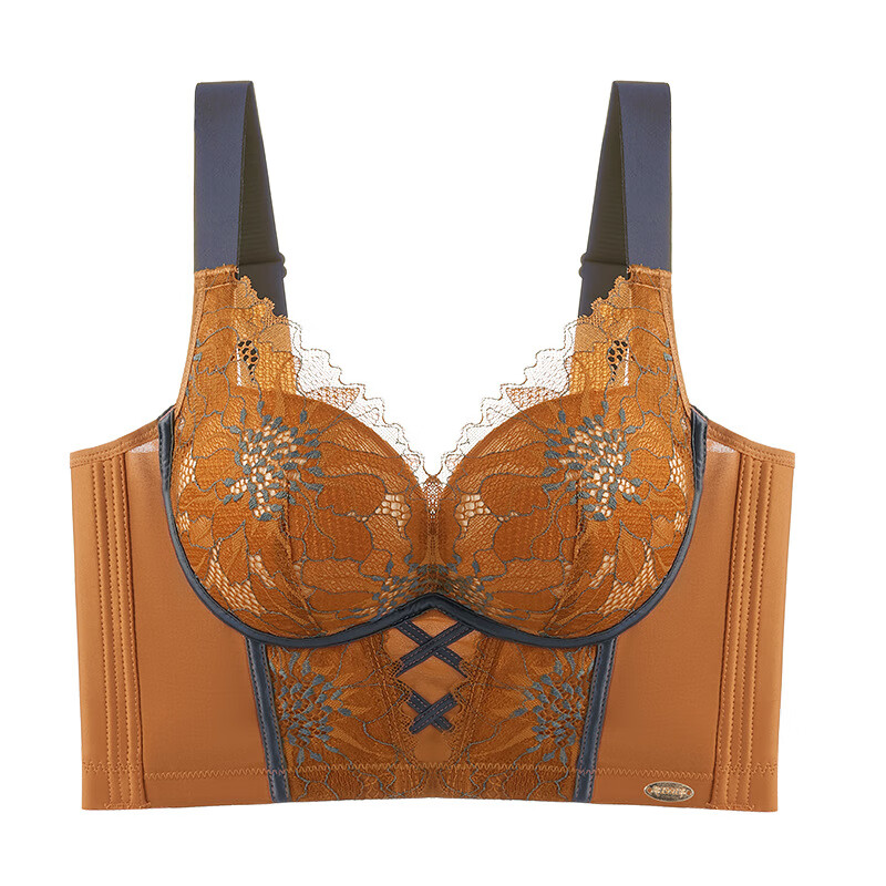 性感蕾丝轻薄透气无钢圈上托收副乳防下垂文胸 朱颜酡 34/75abc通杯