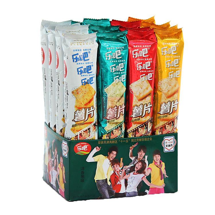 乐吧薯片50g克*16条800g克多口味混装非油炸膨化薯片休闲零食礼包