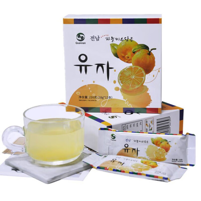 地标客全南蜂蜜柚子茶 韩国蜜炼柠檬柚子酱蓝莓水果茶青梅茶泡水冲饮品 18g*12条/盒(2盒)