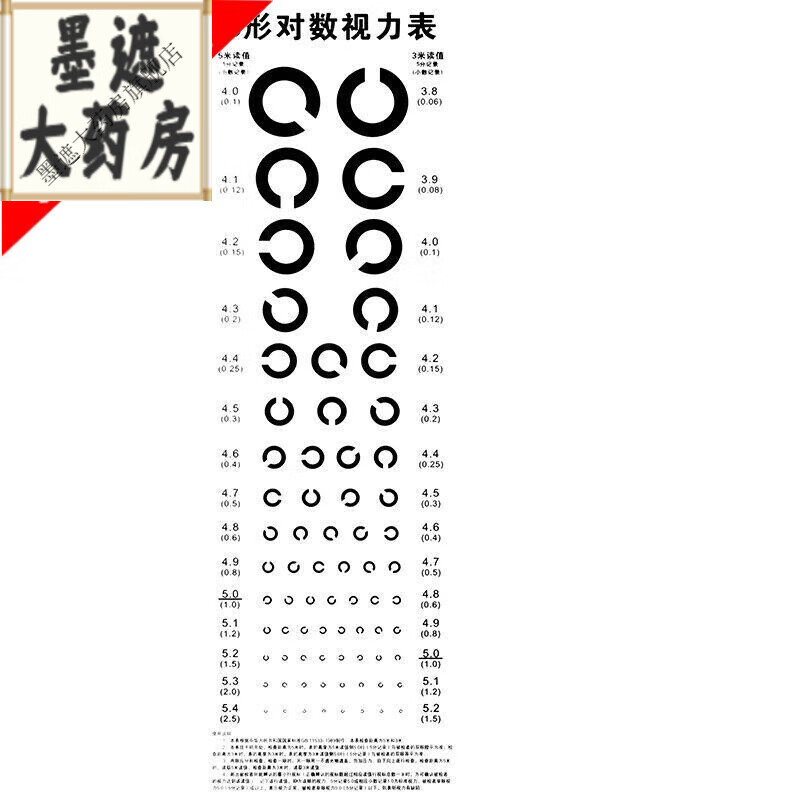 对数视力表挂图标准儿童家用眼科卡通幼儿园测眼睛视力表 空军c(pvc)